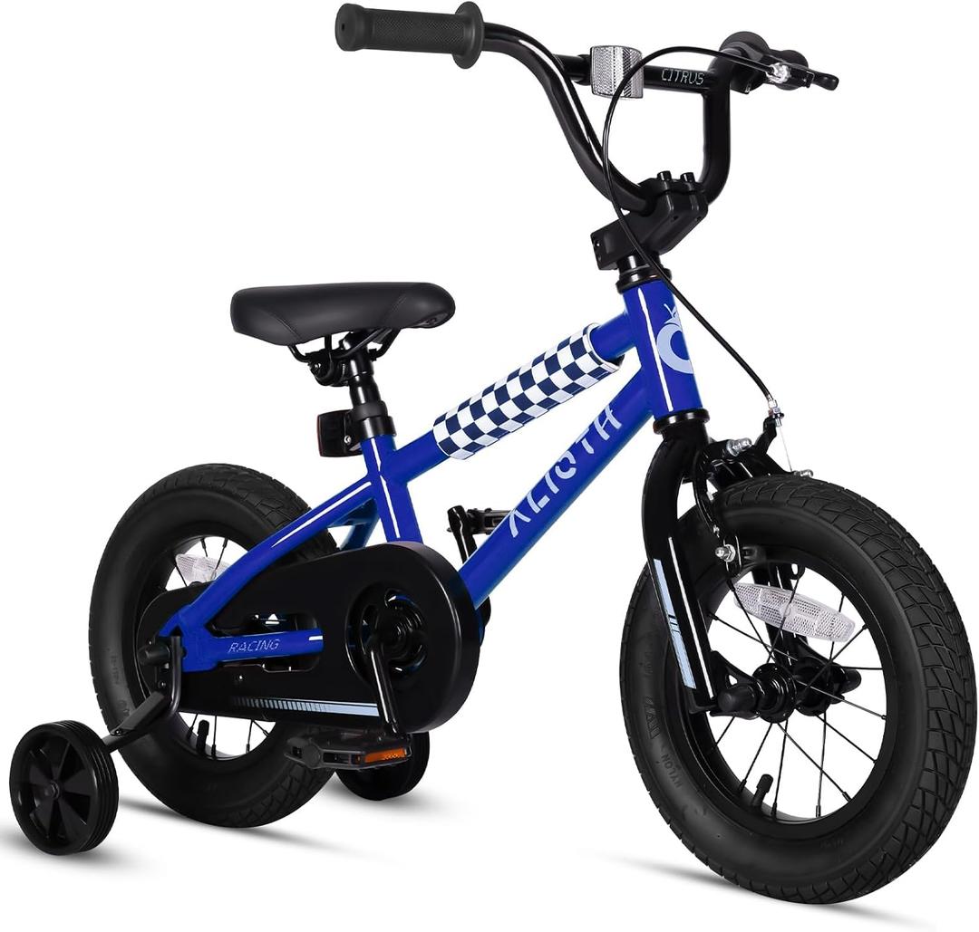vollsch 14 Inch BMX Style Kids Bike for 2-8 Years Old Boys Girls Toddlers Bicycle with Coaster Brake Training Wheels, Blue