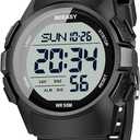 Beeasy Men Digital Sports Watch,Waterproof Watch with Stopwatch Countdown Timer Alarm Function Dual Time Rubber Strap Wrist Watch for Men/Student