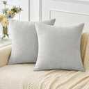 MIULEE Pack of 2 Light Gray Throw Pillow Covers 20x20 Inch Soft Chenille Pillow Covers for Sofa Living Room Couch Solid Dyed Cases