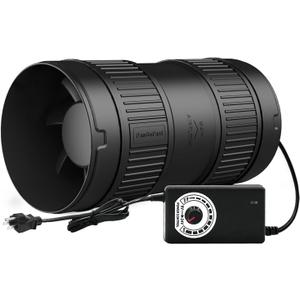 4 Inch Inline Duct Fan 130CFM Airflow with Stepless Speed Control Low Noise Energy Saving Ventilation Booster Fan for Grow Tents,Workshops,Basements