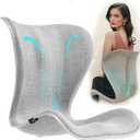 Ergonomic Lumbar Support Backrest Seat Cushion, Lower Waist Posture Corrector for Office Chair Long Sitting Desk Work, Gaming, Reading, One Piece Extra Large Back Straightener for Adult, Light Gray