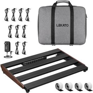 LEKATO Pedal board, Guitar Pedal Board with Built-in Power Supply, 15.5x11x2" 2.1LB, Aluminium Alloy Powered PedalBoard with Carry Bag, Pedal Cables, Adhesive Hookside Tape