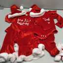 FIOMVA My First Christmas Baby Girl Outfit Newborn Fall Winter Onesie Bell Bottoms Hat 3pcs Set Romper Pants Clothes (6-12 Months, D Red)