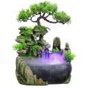 Indoor Water Fountain, Indoor Fountains and Waterfalls with Color LED Light & ON/Off Switch, Small Rockery Stream Tabletop Fountain Waterfall Decor for Home Office Bedroom
