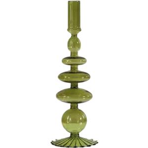 Glass Candlestick Holders Colorful Glass Taper Candle Stand Modern Elegant Candle Stick Candle Holder Glass Vase Decor for Home Party Centerpiece(Green)