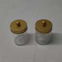 Komashr Apothecary Jar Canisters Bathroom Vanity Organizer - Qtip Holder Storage Organizer Countertop -Stainless Steel Lids &Cute Stickers for Qtips,Cotton Swabs,Makeup Sponges,Floss(2 Pack) (Gold)