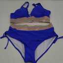 Blooming Jelly Women High Waisted Bikini Sets Tummy Control Swimsuits Color Block Two Piece Drawstring Bathing Suit (X-Large, Royal Blue)