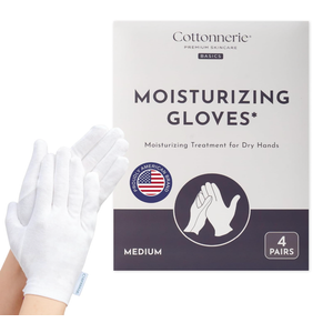 4 Pairs Cottonnerie Basics Cotton Gloves for Dry Hands Sleeping, Moisturizing Gloves Overnight, Hand Moisturizer Gloves, Moisture Gloves for Dry Hands Overnight, Sleeping Gloves, Medium