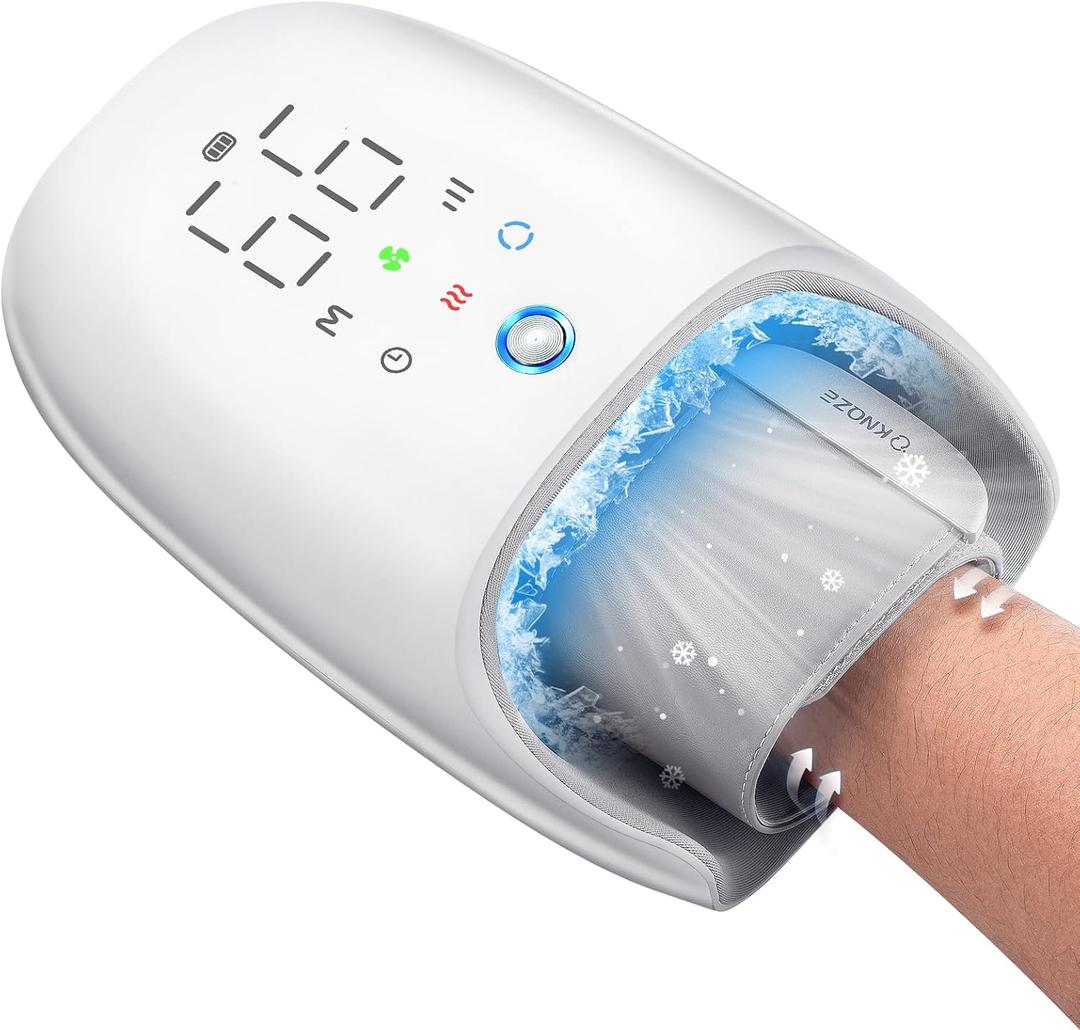 Cooling Hand Massager with Kneading Rollers & Compression - Arthritis Pain Relief, Carpal Tunnel Therapy, Portable Design for Office/Home Use, FSA/HSA Eiligible, Gifts for Women Men