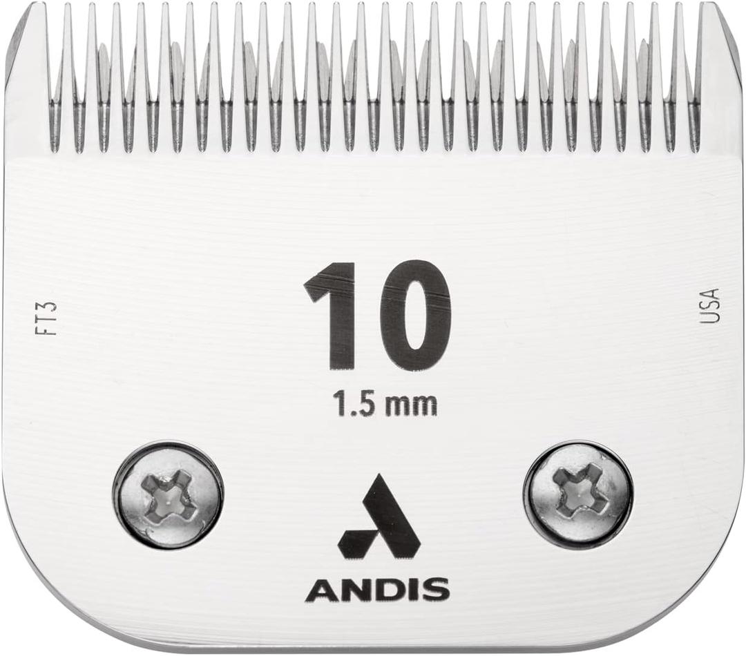 Andis  64315, Ceramic Edge Detachable Pet Clipper Blade  Carbon-Infused Steel with Sharp Cutting Tech, Runs Cooler & Stays Sharper, Resists Rust & Heat, Size-10 - Fits AG, AGC & BDC Series, Chrome