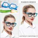 MARE AZZURO Oversized Reading Glasses Women Retro Square Readers 100 125 150 175 200 225 250 275 300 350 (Clear-blue, 1.75)