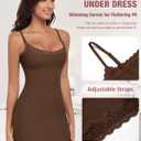 Women Full Slip for Under Dress Adjustable Strap Slip Dress Sexy Lace Soft Slips Nightgown Lingerie Dress (Brown, XXL)