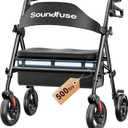 Soundfuse Foldable Bariatric Walker for Seniors, 20" Ergonomic Padded Seat