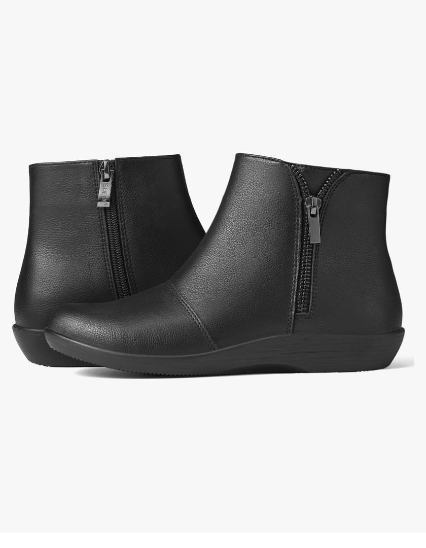 Women's Ankle Boots Flat Booties Ruched Casual Short Boots Arch Support Comfortable Walking Boots for Women, Size 6
