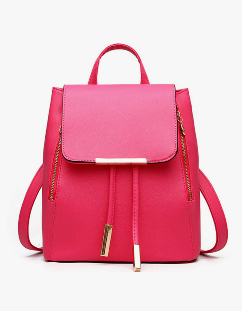 Rucksack PU Leather Women Casual Backpack Fashion Shoulder Zipper Bags Black