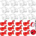 12 Pcs Chicken Feeder Kit and 12 Pcs Water Cup Kit, Gravity Poultry Waterer Cup and Poultry Feeder Port Set with Hole Saw and Sealing Tape, Chicken Feeder No Waste for Duck Bird Quail