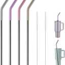 Replacement Straws for 40oz Tumblers,Metal Straws Reusable Compatible with Stanley 40oz Cup, 40 oz Tumbler Straw,4 Pack 12" Extra Long,3" Wide, Stainless Steel Straws with Silicone Tips and Brush