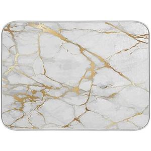 Golden Marble Texture Dish Drying Mat for Kitchen Counter 18 x 24 In, Absorbent Microfiber Drying Pad Dish Mats Drainer Rack Fast Drying Mat Protector Pad
