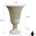24" Tall Urn Planters for Outdoor Plants, Urns and Pedestal, Beige, 23.62"H x 15.75"W x 19.69"D