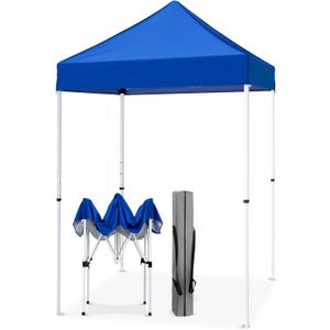 EAGLE PEAK 5x5 Pop Up Canopy Tent Instant Outdoor Canopy Easy Set-up Straight Leg Folding Shelter, Blue