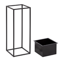 Kate and Laurel Palade Modern One-Piece Metal Outdoor Planter Set, 1 Piece, Black, Metal Indoor or Outdoor Planters with Geometric Base for Patio Plant Decor