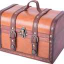Vintiquewise(TM Decorative Wood Leather Treasure Box (Large Trunk Only)