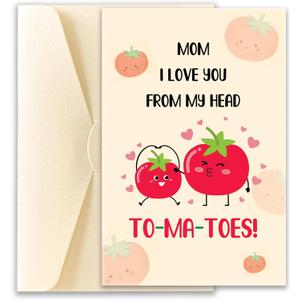 4 x POMELION Mother's Day Card for Mom from Daughter, Son, Kids - Cute Gifts For Mom Mommy First Mom To Be - Unique Birthday Present to Mommy Mother - Greeting Card