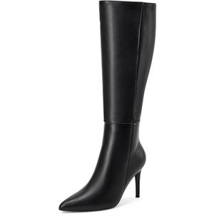 GENSHUO Women’s Stiletto Knee High Boots 3 Inch Closed Pointed Toe Boots High Side Zipper Heels Long Comfortable Sexy Daily Party Wear