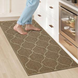 COSY HOMEER Kitchen Rug Non Slip Washable 24"x48", Absorbent Kitchen Mats for Floor, Runner Rugs for Kitchen Floor, 100% Polypropylene Kitchen Sink Rug (Beige)