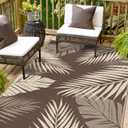 sarben Outdoor Rug 8' x 10' Waterproof for Patios Clearance, Reversible Plastic Straw Indoor Outdoor Rug for RV, Picnic, Backyard, Deck, Balcony, Porch, Beach, Coffee and Beige