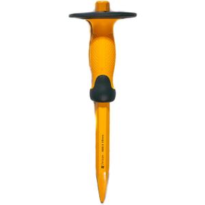 25-355 12 inch Heavy Duty Hex Pointed/Spear Head Chisel, Pro Masonry Chisel with Hand Guard, Used for Demolition, Carving, Scaling, Breaking, Hunting, and Crushing