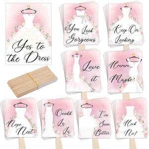 Lewtemi Set of 33 Say Yes to the Dress Signs Wedding Shopping Props Signs Paddles for Bridesmaids and Brides Bachelorette Party Games(Dress Style)