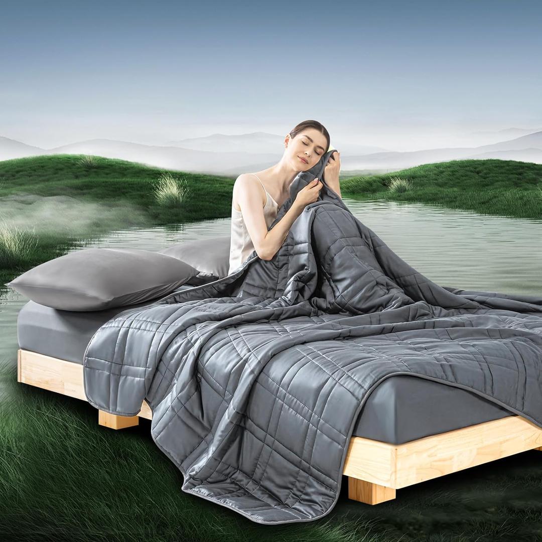 Double-Sided Weighted Blanket King Size 30lbs(88''x104'', All Season Use), Warm Short Plush and Cool Tencel Reversible Weighted Blanket, California King Size for Adults & Couple - Carry Bag Included (King | 88''x104'' - 30LBS, Grey)