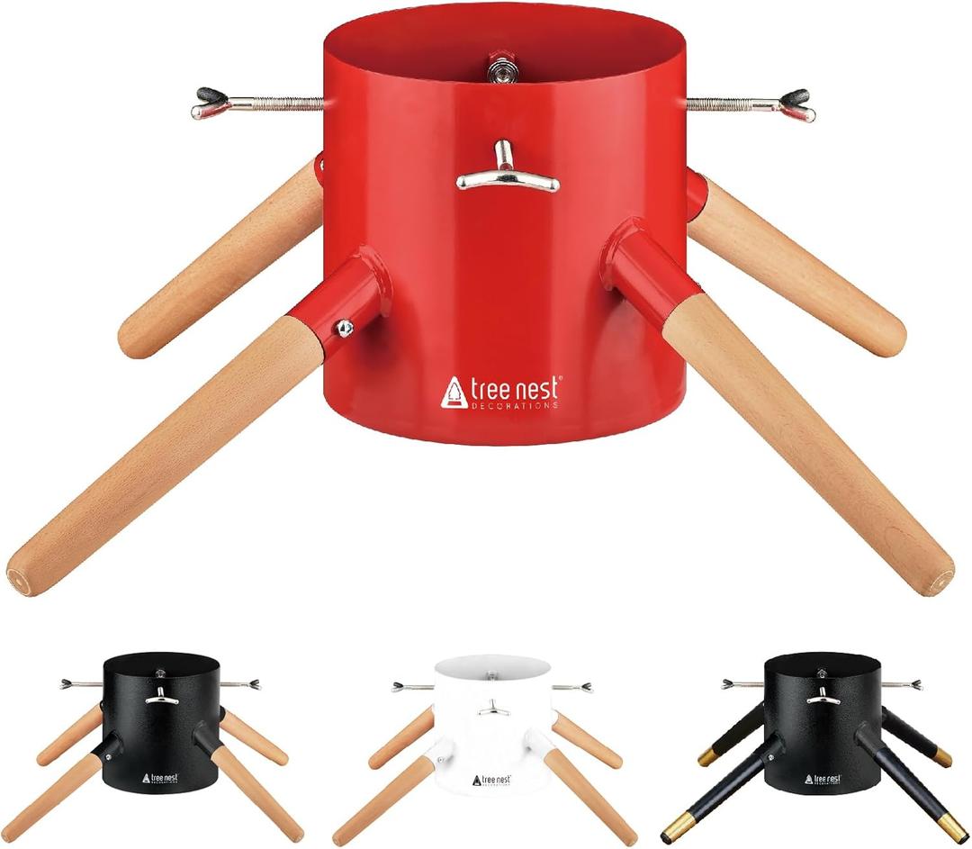 Tree Nest Christmas Tree Stand Base Xmas Modern Tree Metal Holder Stand for Real Tree Fits up to 8.5ft Family（White）