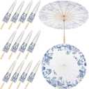 Paper Umbrellas Bulk for Wedding, 23.6" Chinese Japanese Parasol Vintage Decorative Sun Umbrella for Bridal Party Tea