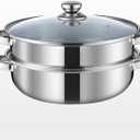 Steamer Pot for Cooking 5.0-Quart Steam Pot with Lid 2-tier Multipurpose Stainless Steel Steaming Cookware with Handle for Vegetable, Soups, Stews and Pasta