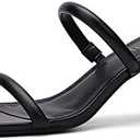 Avidirk Women's Square Open Toe Heeled Sandals Two Strap Mules Slip On Block Chunky Mid Heels Sandals 8