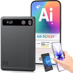 AI Voice Recorder - AI Note Taking Device with Transcribe & Summarize, Support 118 Languages, 64GB APP Control, AI Noise Cancellation, Clear Audio Recorder for Lectures, Meetings, Calls (Silver)