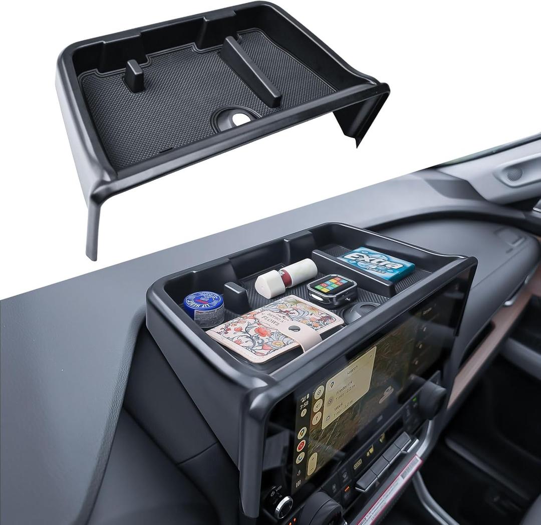 RUNROAD For Highlander Dashboard Behind Screen Organizer Tray Compatible with 2024 2025 2026 Grand Highlander Accessories, Dash Board Storage Tray Center Console Armrest Storage Box Sunglasses Holder