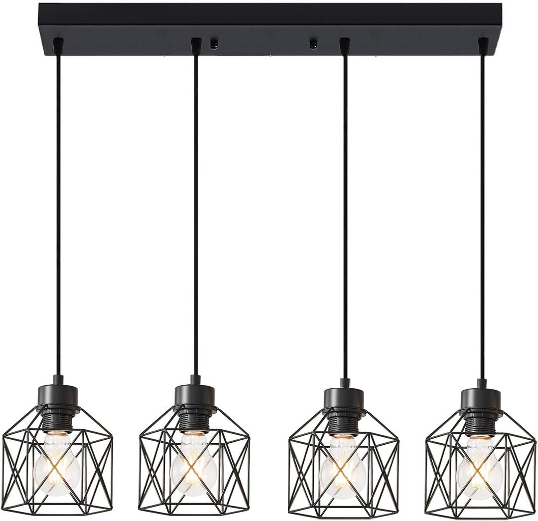 Rocusni 4-Light Black Hanging Pendant Light Fixtures