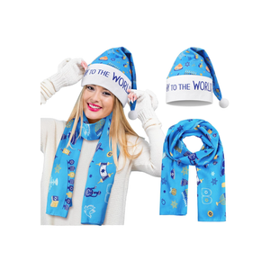 Geyoga 2 Happy Hanukkah Gifts for Women Hanukkah Hat & Scarf Chanukah Costume Accessories Decoration Hanukkah Blue Scarf Funny Santa Hats Christmas