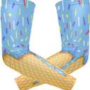 YETTASBIN Ice Cream Cone 1 Pair UV Sun Protection Arm Sleeves for Men Women Teenager, Tattoo Cover Up, Cooling Sports Compression Arm Sleeve for Basketball Football Golf