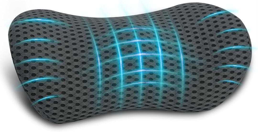 Lumbar Pillow, Memory Foam Lumbar Support Pillow for Office Chair and Car Seat, Ergonomic Streamline Back Pillow for Lower Back Pain Relief, Back Support Pillow for Sitting, Driving, Traveling (Dark Grey)