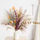 Fall Dried Flower Bouquet with Pampas Grass, Orange Bunny Tails, Lavender & Red Eucalyptus Boho Fall Decor for Home, Vase, Porch & thanksgiving Autumn Floral Arrangements for Fall Decorations Indoor
