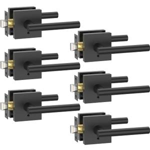 Amerdeco 6 Pack Matte Black Privacy Door Handles, Heavy Duty Interior Bedroom Door Lever, Door Handles Interior for Bathroom