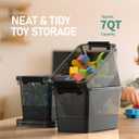 8-Pack Clear Black Plastic Storage Bins with Lids/Handles, 7 Quart Latch Organizer Boxes, Stackable Storage Containers for Organizing