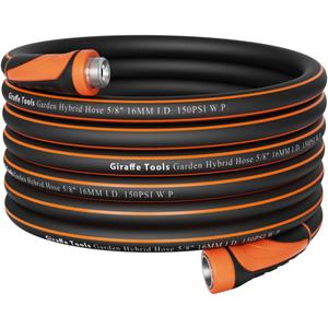 Giraffe Tools Garden Hose 75ft x 5/8", Water Hose Heavy Duty, Flexible, Lightweight Hybrid Hose with Swivel Handle, Male to Female Fittings, Burst 600 PSI
