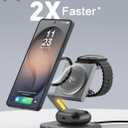 4 in 1 Wireless Charging Station for Samsung, Foldable Aluminum Magnetic Charger with LED Light for Samsung Galaxy S25/Ultra/S24/S23/S22, Galaxy Watch 8/7/6/5, Galaxy Buds/Pro