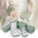 Ring Box Green Velvet Ring Gift Box Wedding Jewelry Gift Box for Birthday, Proposal,Wedding, Valentine's Day ((Green)