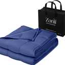 ZonLi Weighted Blanket for Adults(48"x72",12lbs, Blue) Twin Size High Breathability Cooling Heavy Blanket, Soft Material with Premium Glass Beads,All-Season
